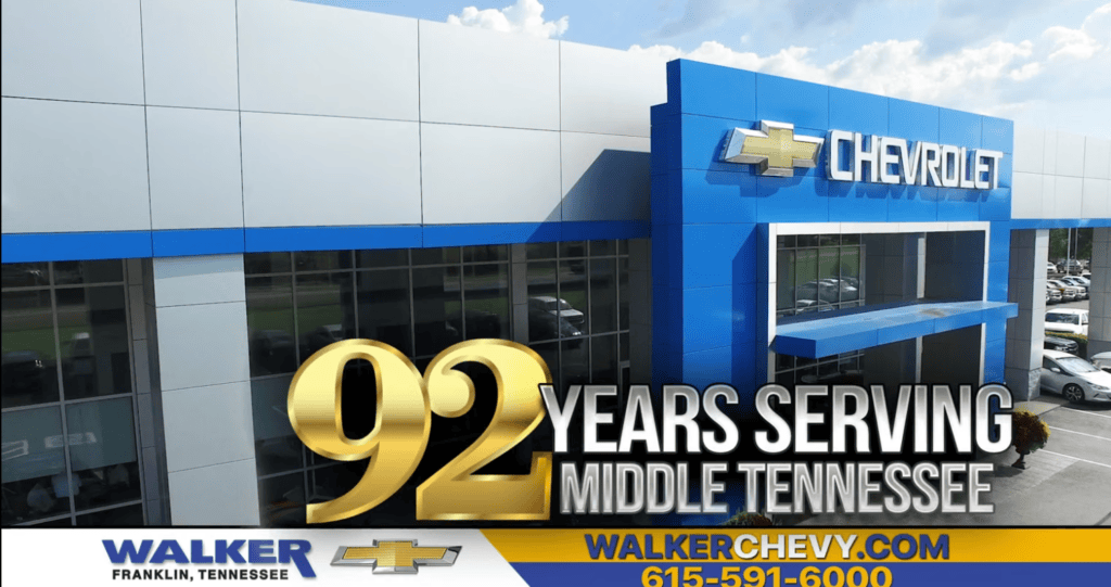 Chevrolet dealership building in Middle Tennessee celebrating 92 years of service.